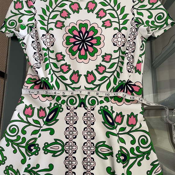 Tory Burch Green and Pink Leaf Dress - Picture 3 of 8